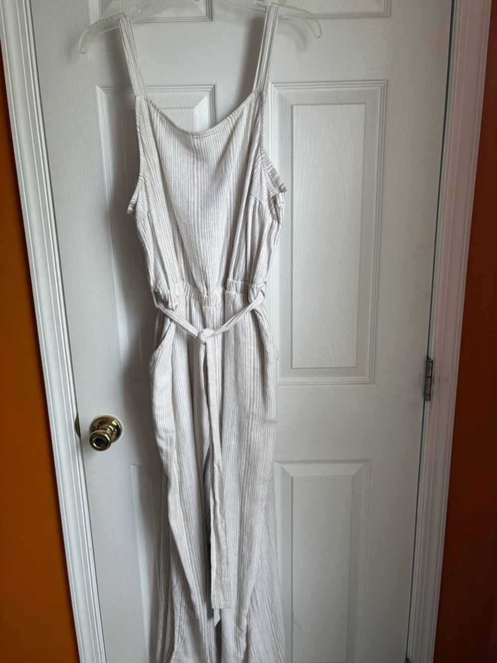 Sonoma Striped Cream and Tan Jumpsuit